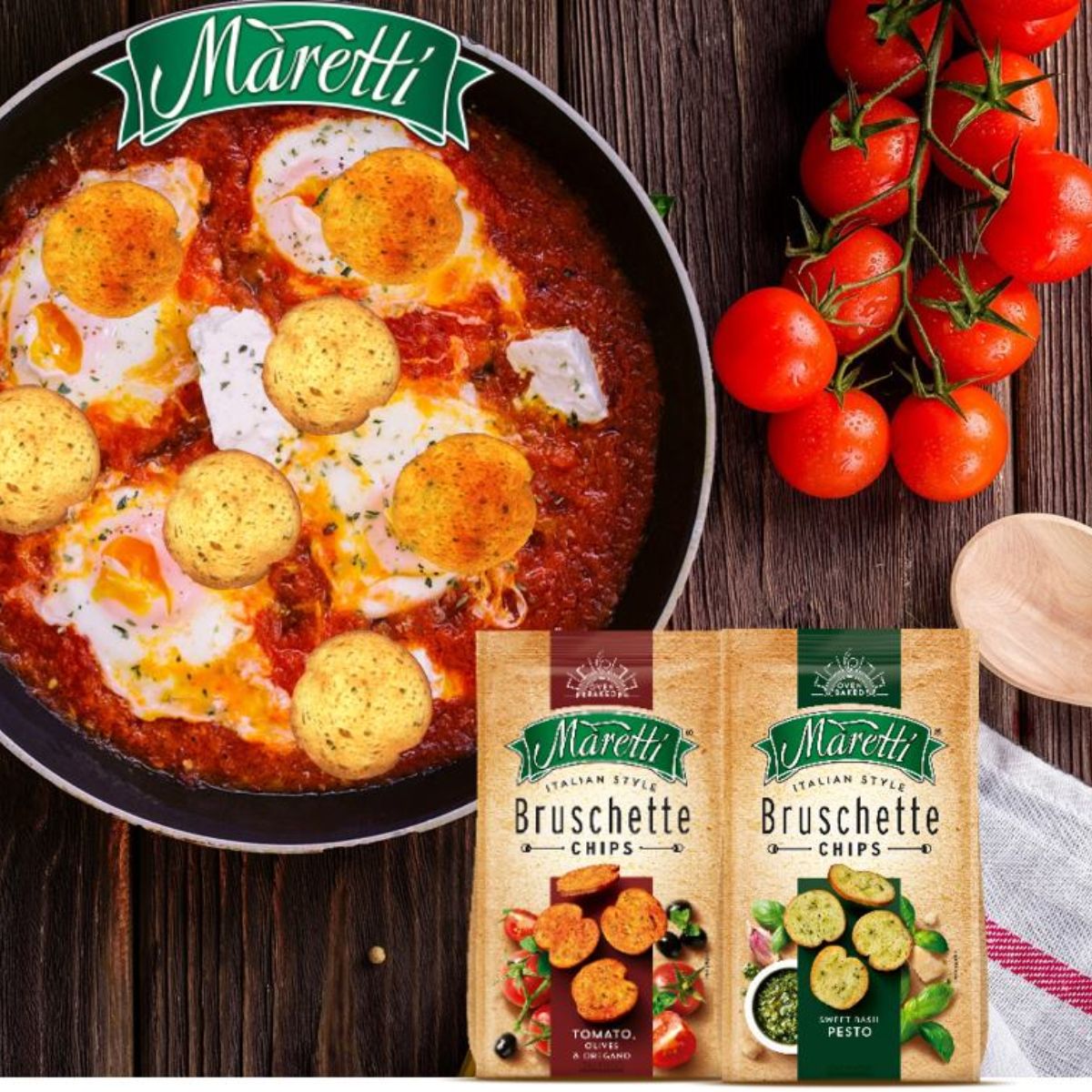 Σνακ Μπρουσκετάκια Ψητά Στο Φούρνο Με Γεύση Πέστο Monetti Oven Baked Bruschette Chips Sweet Basil Pesto Flavour